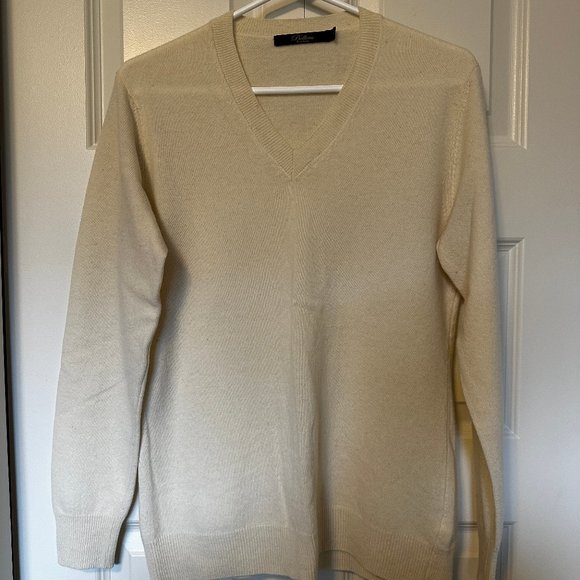 Bellina Cream Ladies V-Neck Sweater - Picture 1 of 4